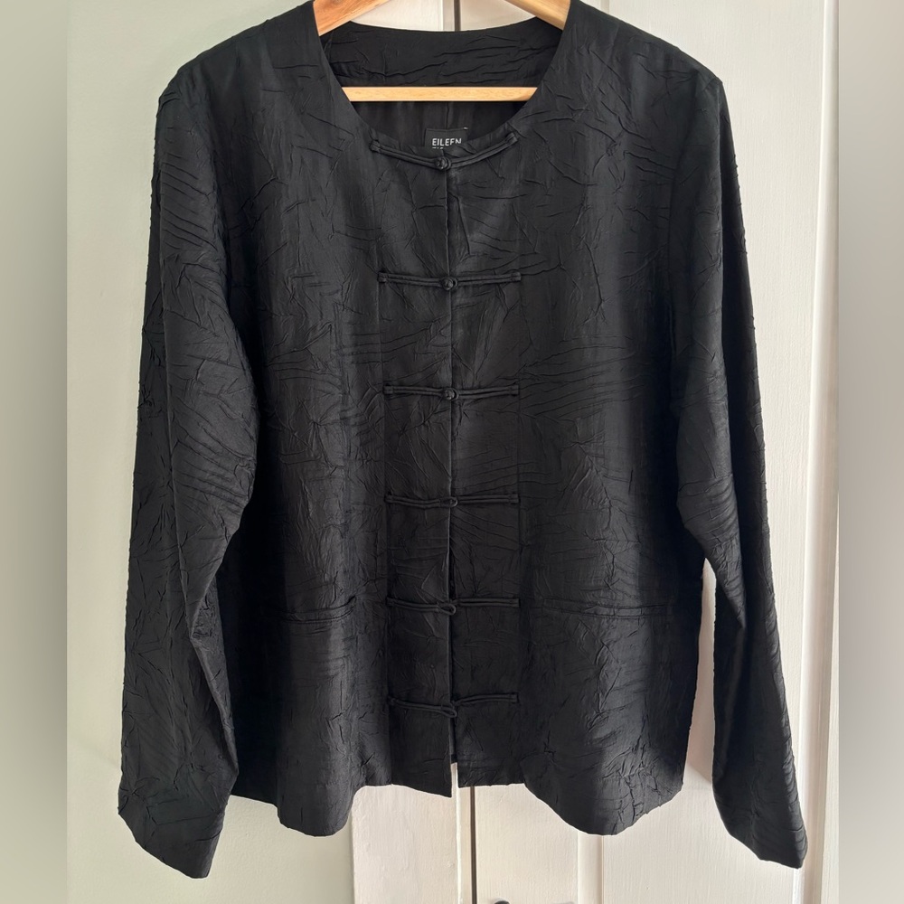 Eileen Fisher Black Silk Jacket